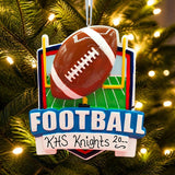 Football Ornament With Ball, Word & Banner