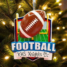 Football Ornament With Ball, Word & Banner