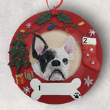 DOGS - FRENCH BULLDOG - BLACK & WHITE - Red Wreath