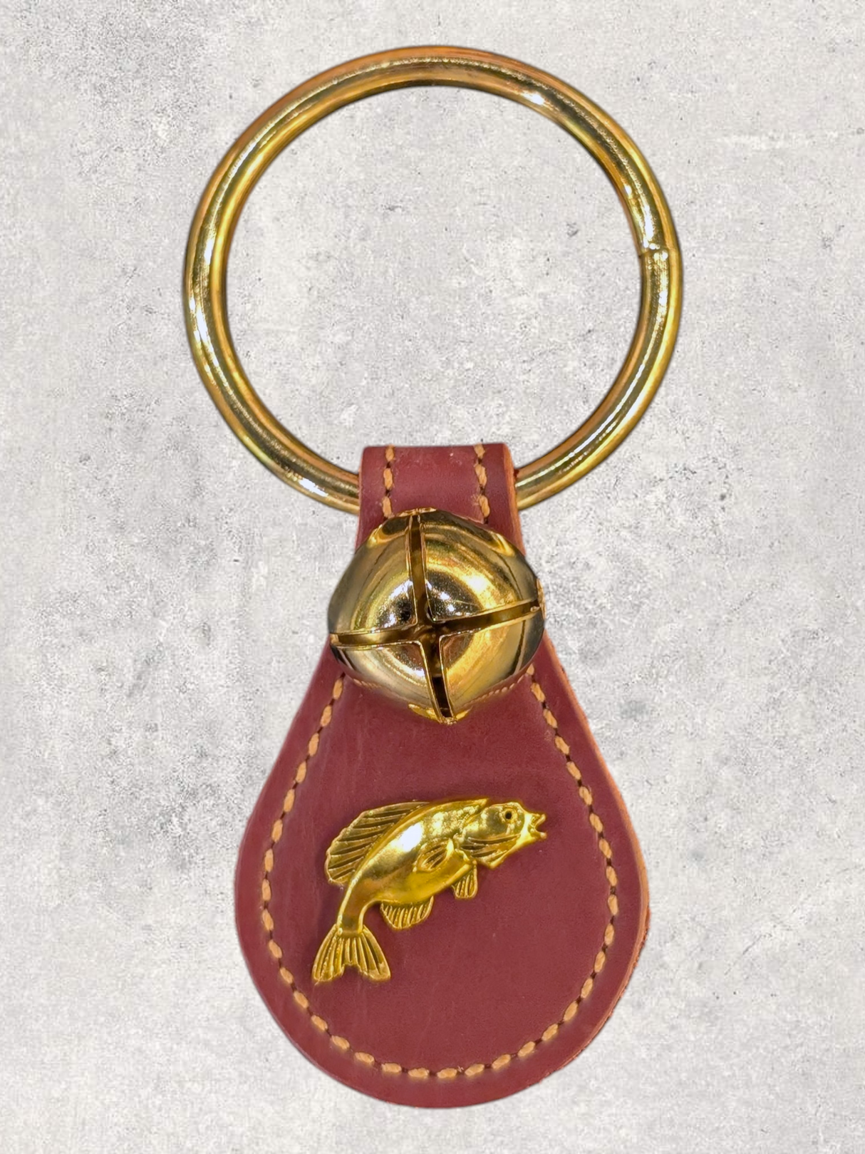 FISH (GAME) CHARM on Leather Teardrop - 1 Bell