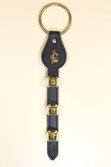 MUSIC (G Clef & 1/8th Note) CHARM above 3 Bells on Leather Strap