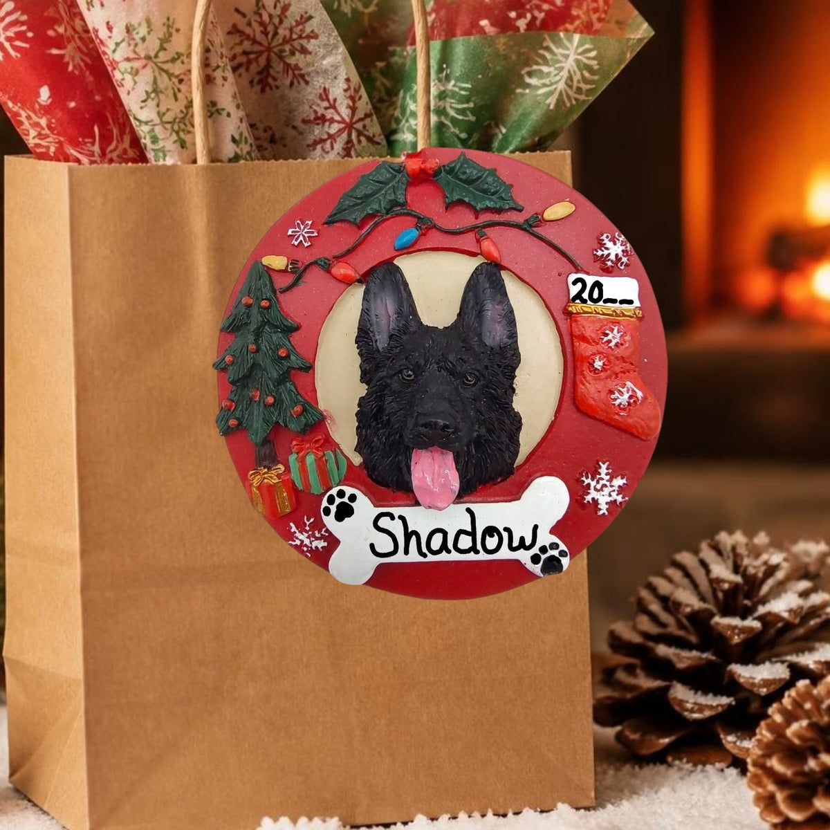 DOGS - GERMAN SHEPHERD (BLACK) - Red Wreath