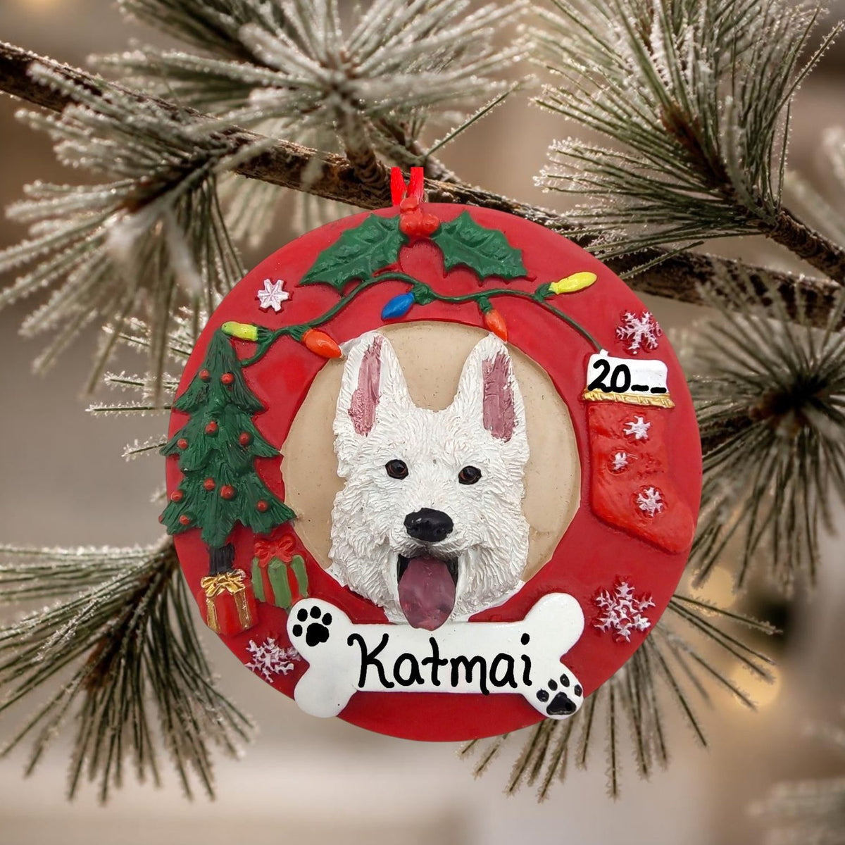 DOGS - GERMAN SHEPHERD (WHITE) - Red Wreath