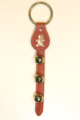 GINGERBREAD CHARM above 3 Bells on Leather Strap