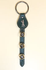 GOLFER CHARM above 3 Bells on Leather Strap