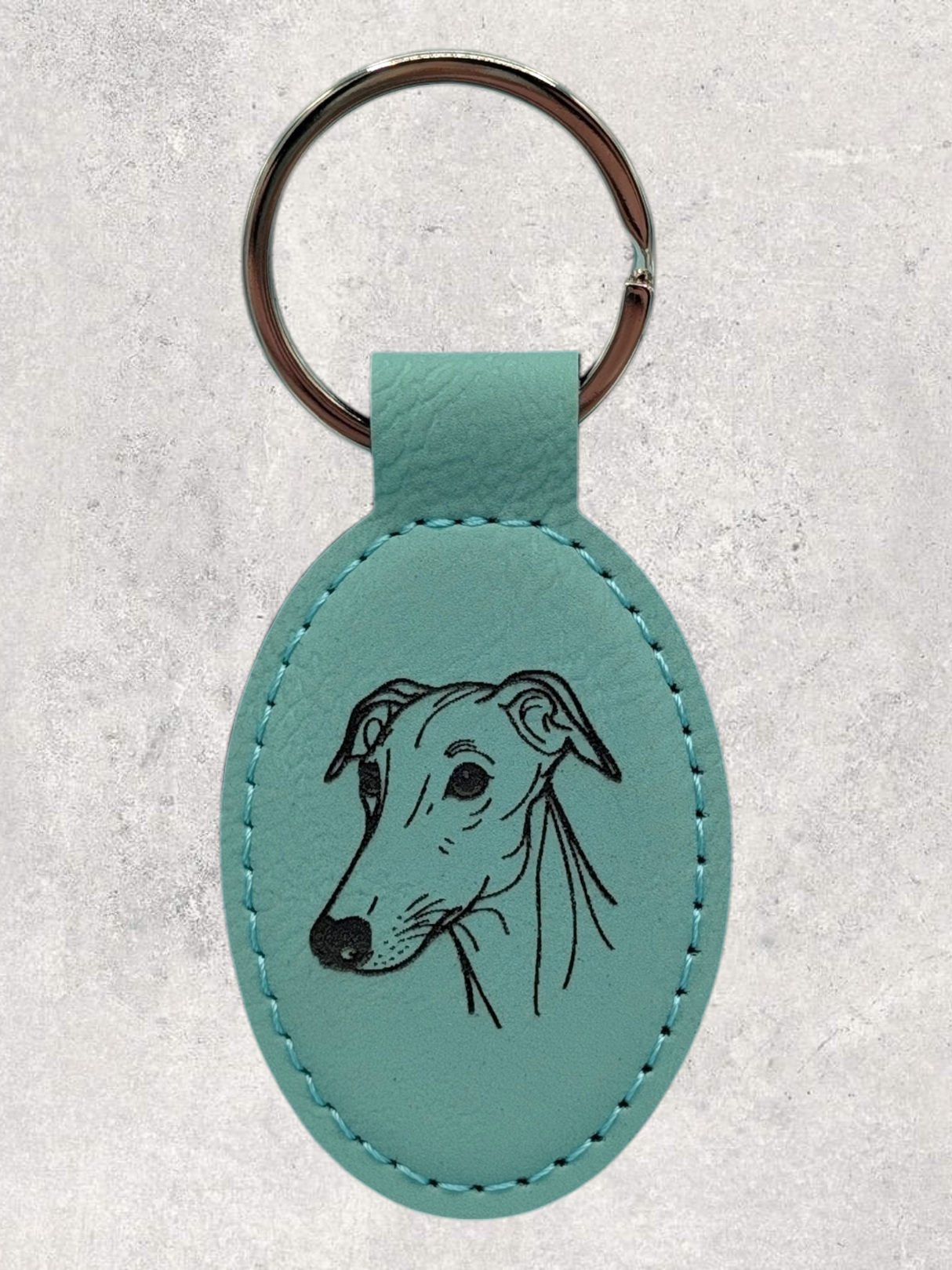 KEYCHAIN - GREYHOUND - Leatherette - Personalizable