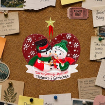 Engaged Snow Couple - "We're Getting Married!" Ornament