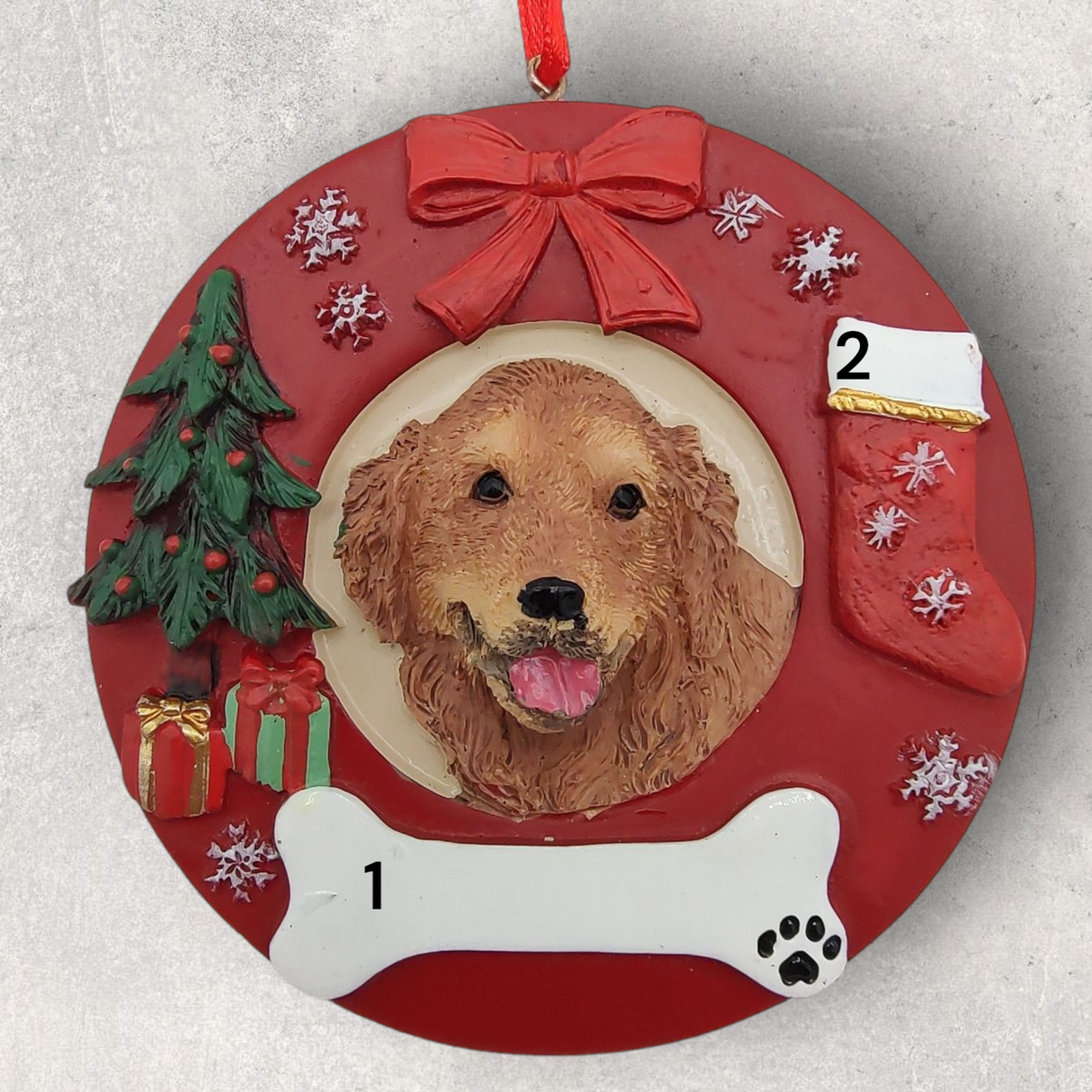 DOGS - GOLDEN RETRIEVER - Red Wreath