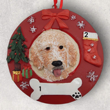 DOGS - GOLDENDOODLE - Red Wreath
