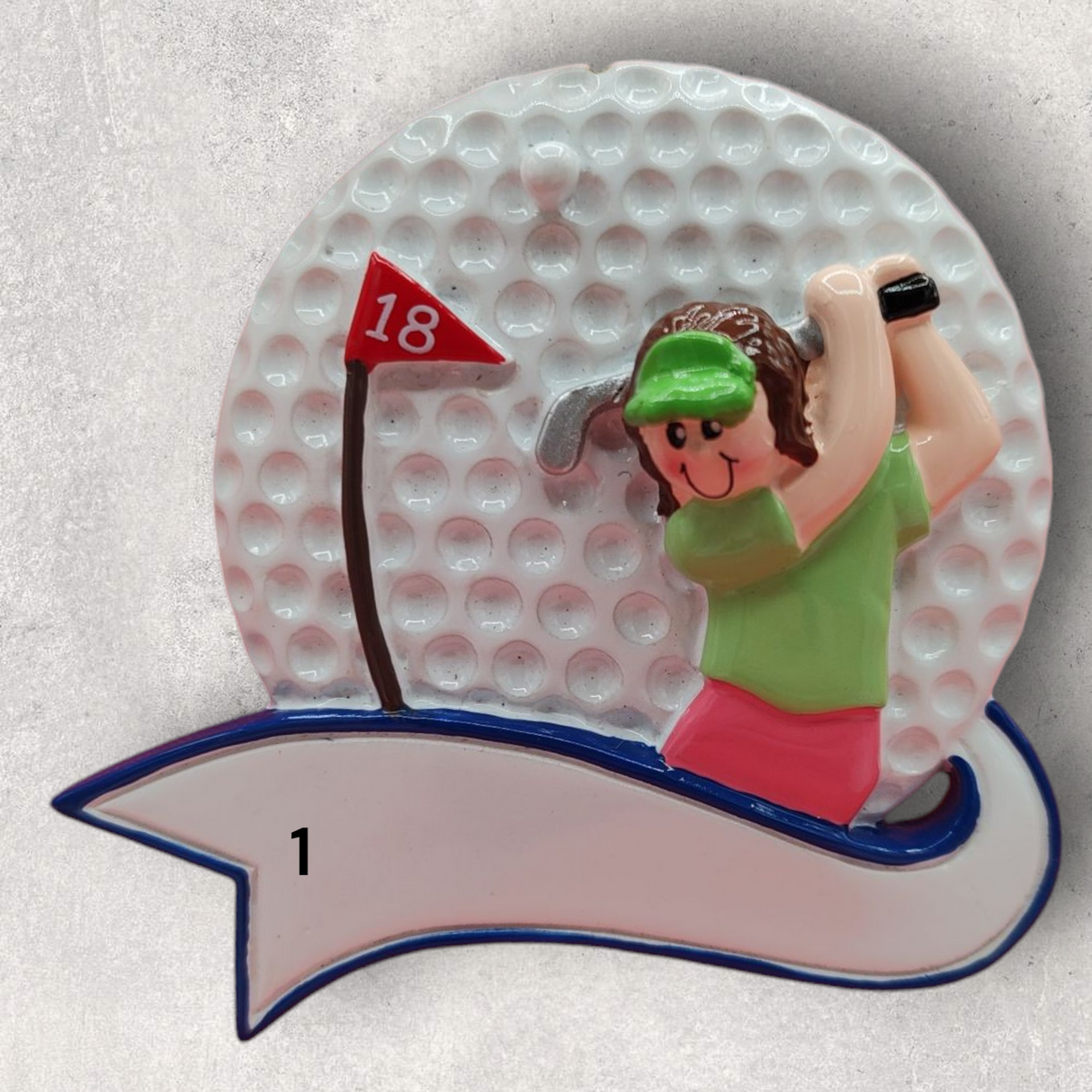 GOLF Ornament with BANNER - FEMALE