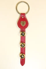 HEART CHARM above 3 Bells on Leather Strap - NOTE: BRASS HEART Charm will NOT be AVAILABLE until early December.