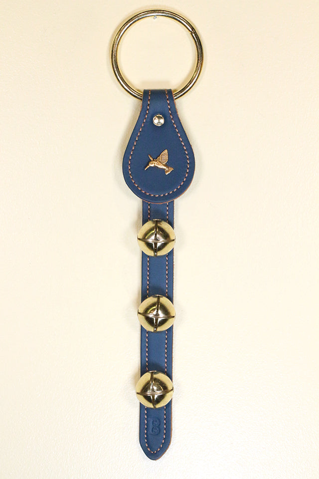 HUMMINGBIRD CHARM above 3 Bells on Leather Strap