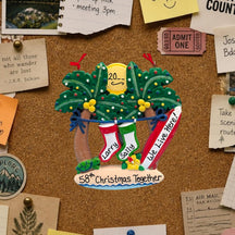 Stockings with Palm Trees and Surf Board Ornament (2 Names)