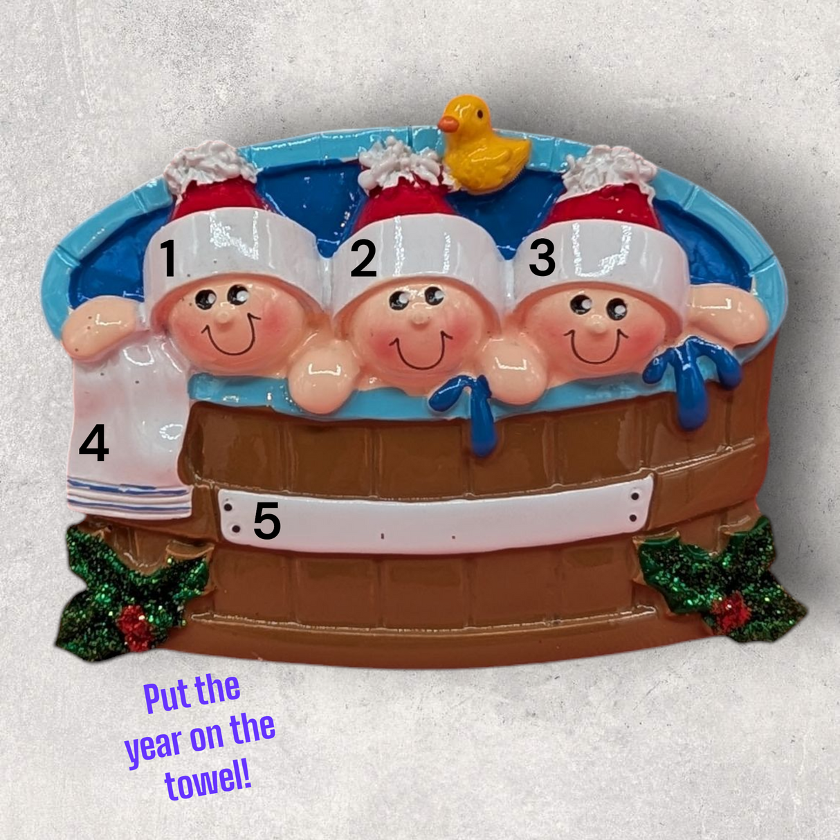3 PEOPLE in a HOT TUB Ornament