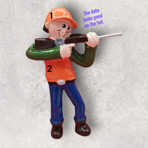 HUNTING Ornament - MALE HUNTER in ORANGE w/RIFLE