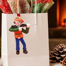 HUNTING Ornament - MALE HUNTER in ORANGE w/RIFLE