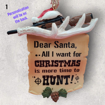 HUNTING Ornament - HUNTER'S LETTER TO SANTA
