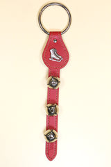 ICE SKATES CHARM above 3 Bells on Leather Strap