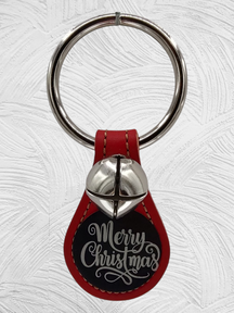 MERRY CHRISTMAS Disc on Leather Teardrop - 1 Bell