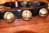 12 of #15 (Largest) Solid Brass Belsnickel Bells - 2-ply Strap - Buckle