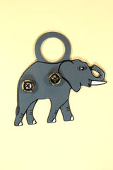ELEPHANT Hand-Painted GRAY LEATHER Doorknob Bell