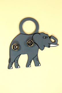 ELEPHANT Hand-Painted GRAY LEATHER Doorknob Bell