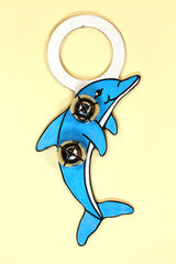 DOLPHIN Hand-Painted LEATHER Doorknob Bell - BLUE