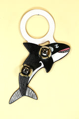 WHALE Hand-Painted LEATHER Doorknob Bell