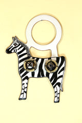 ZEBRA Hand-Painted LEATHER Doorknob Bell