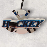 ICE HOCKEY Ornament - BLK & BLUE STICKS & WORD