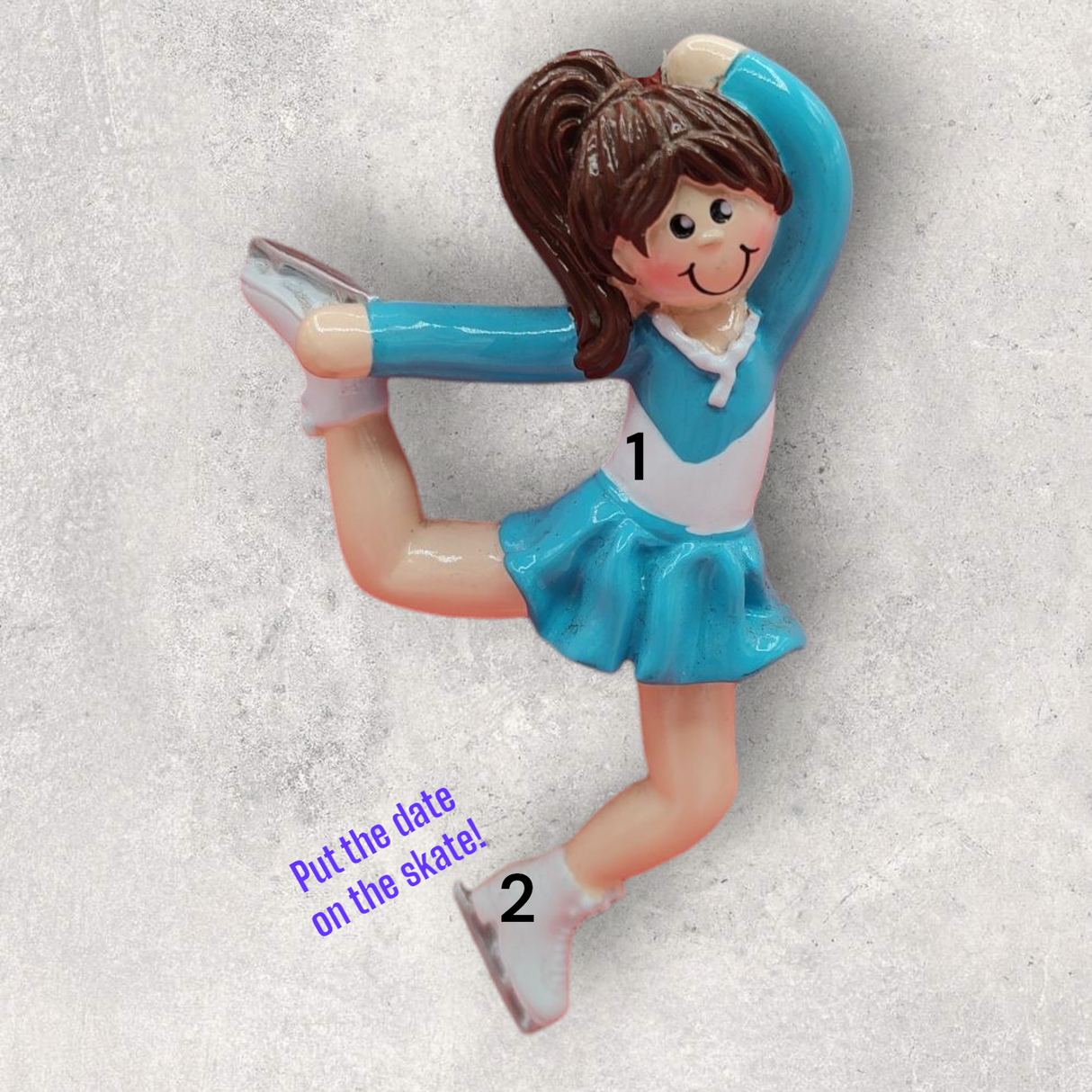 ICE SKATER Ornament - BRUNETTE FEMALE