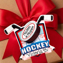 Ice Hockey Ornament - Puck / Sticks/ Word