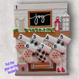 7 STOCKINGS on "JOY" MANTEL Ornament