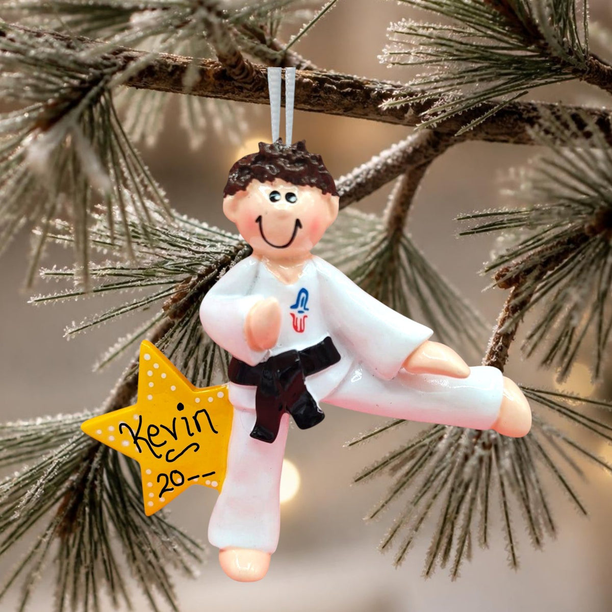 Karate Ornament - Brunette Male