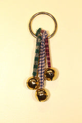 FABRIC Ties - 3 Plated Bells on Lg Ring Doorhanger