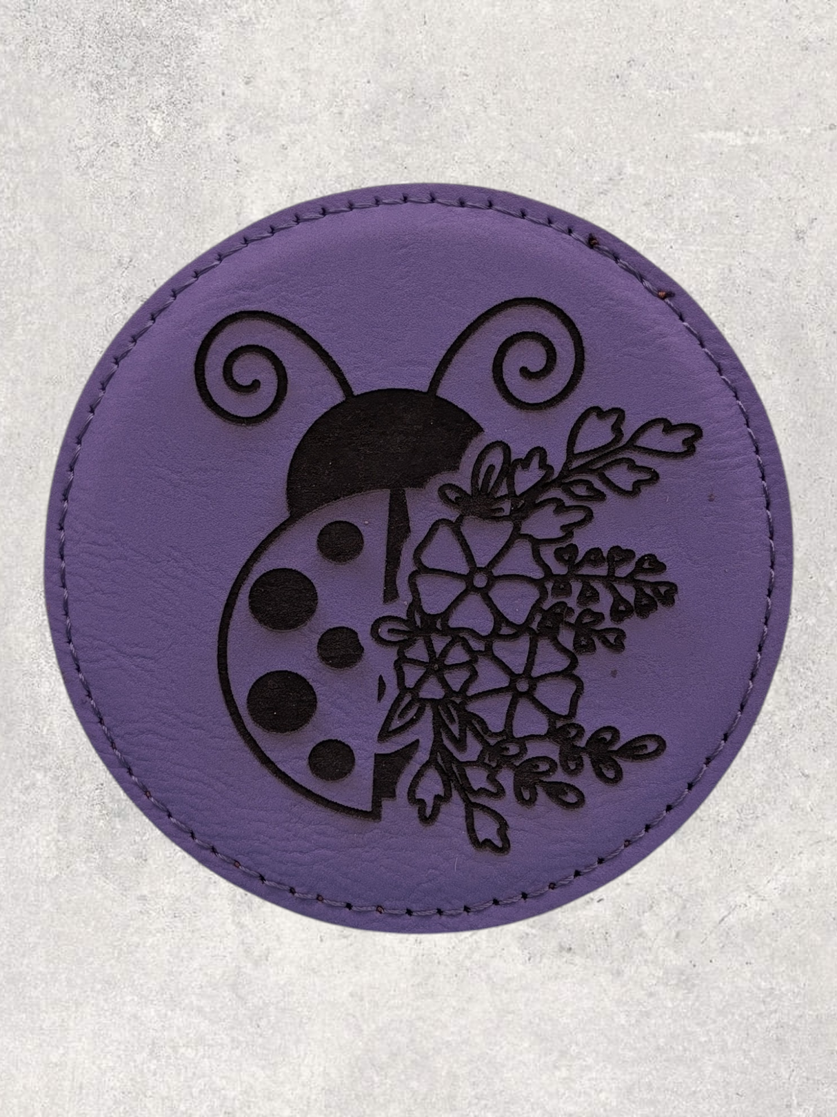 A COASTER SET - BUGS & BLOOMS - PURPLE