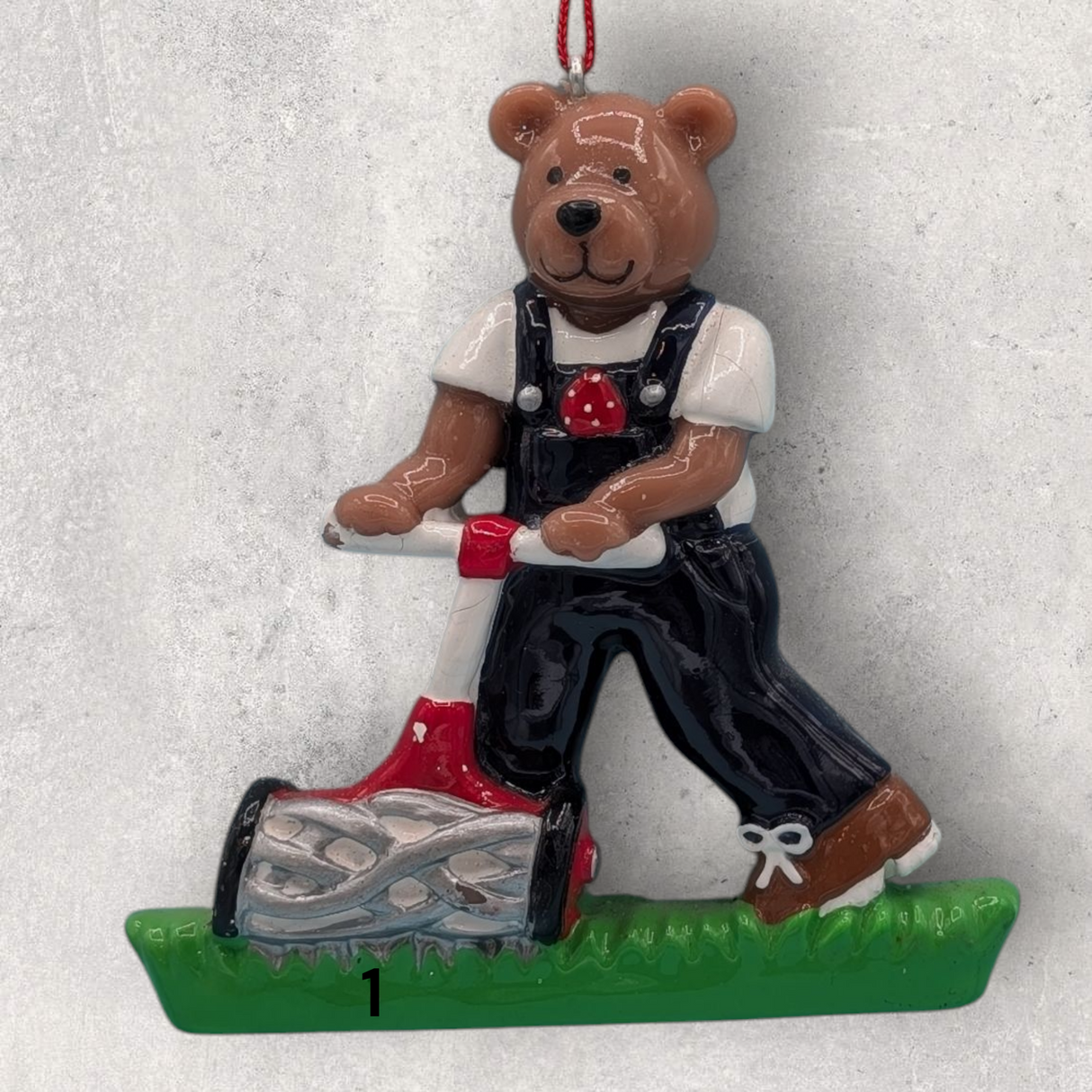 LAWN MOWING BEAR Ornament