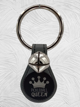 PICKLEBALL QUEEN Image on Leather Teardrop - 1 Bell