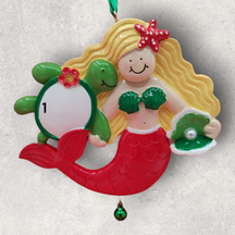 MERMAID Ornament - LIGHT HAIR & SKIN / RED