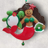 MERMAID Ornament - DARK HAIR & SKIN / RED