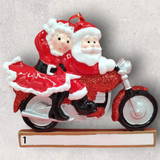 MOTORCYCLING SANTA COUPLE Onament