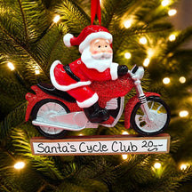 Motorcycling Santa Ornament
