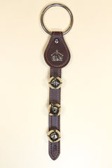 NATIVITY / MANGER CHARM above 3 Bells on Leather Strap