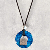 LOOPS JEWELRY - Large Blue Necklace - "Family....Life's Storms" Charm