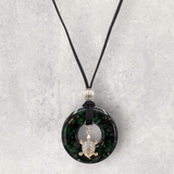 LOOPS JEWELRY - Large Black & Dark Green Necklace - Turtle Charm