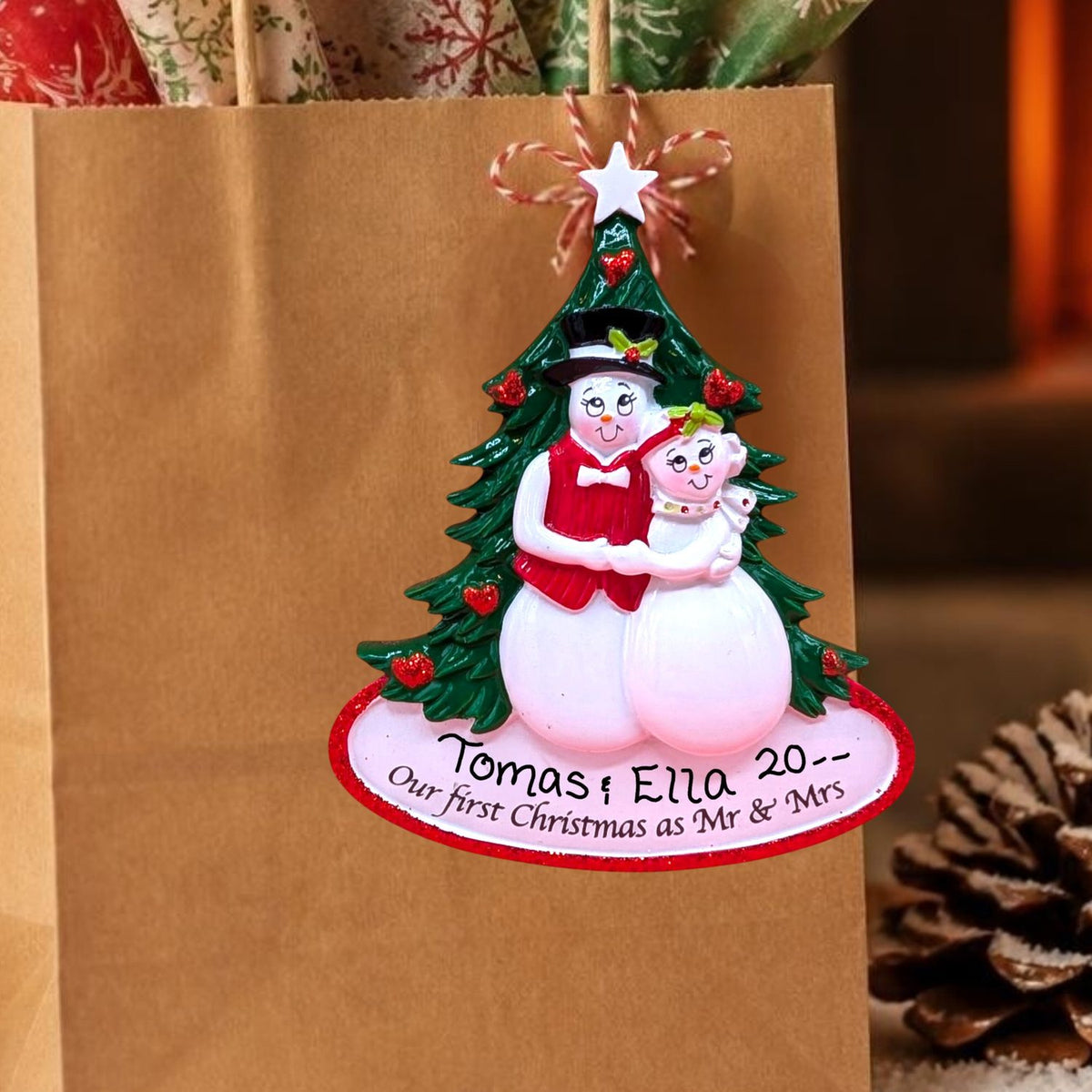 Our 1st Christmas as MR & MRS - Snow Couple Ornament