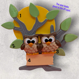2 OWLS in TREE Ornament