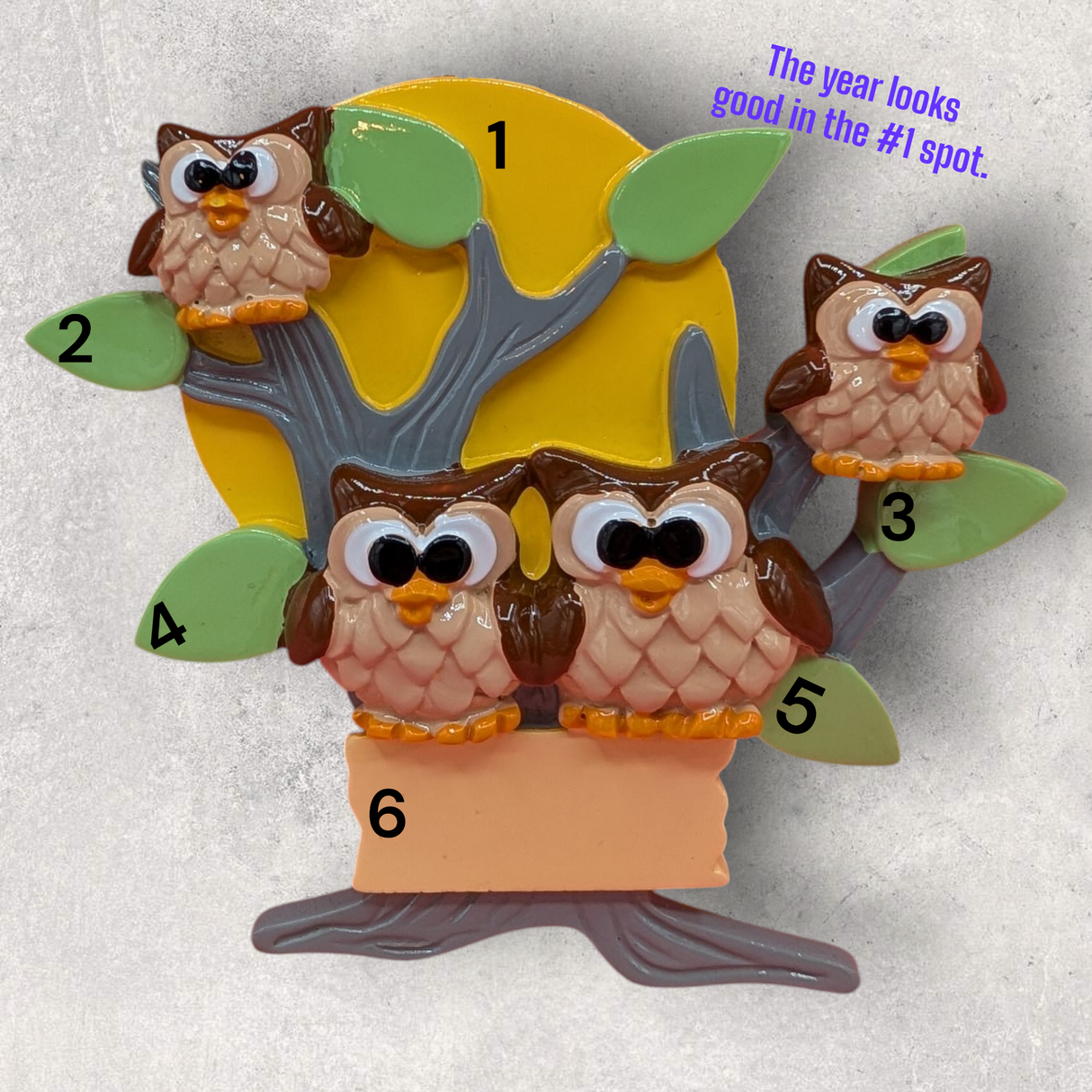4 OWLS in TREE Ornament