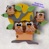 4 OWLS in TREE Ornament