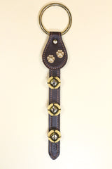 PAW PRINTS CHARMS above 3 Bells on Leather Strap